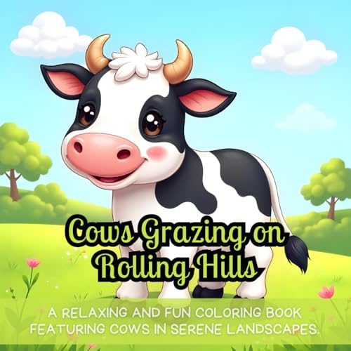 Cows Grazing on Rolling Hills: cow coloring book, animal coloring book, farm coloring book, relaxing coloring book, stress relief coloring book, cow ... coloring book, fun coloring book for kids Cows Grazing on Rolling Hills: cow coloring book, animal coloring book, farm coloring book, relaxing coloring book, stress relief coloring book, cow ... coloring book, fun coloring book for kids von Independently published