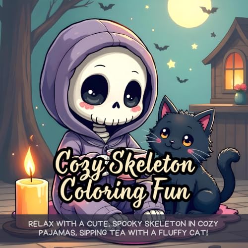 Cozy Skeleton Coloring Fun: cute skeleton in pajamas coloring, cozy spooky aesthetic coloring book, cute Halloween vibes coloring book, black cat and ... spooky yet adorable Halloween coloring Cozy Skeleton Coloring Fun: cute skeleton in pajamas coloring, cozy spooky aesthetic coloring book, cute Halloween vibes coloring book, black cat and ... spooky yet adorable Halloween coloring von Independently published