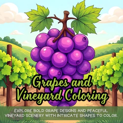 Grapes and Vineyard Coloring: Explore bold grape designs and peaceful vineyard scenery with intricate shapes to color. Grapes and Vineyard Coloring: Explore bold grape designs and peaceful vineyard scenery with intricate shapes to color. von Independently published