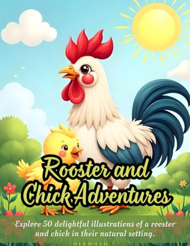 Rooster and Chick Adventures: farm animal coloring book, black and white rooster illustrations, chick coloring pages, farmyard adventures, grass and ... relief coloring, artistic farm life designs Rooster and Chick Adventures: farm animal coloring book, black and white rooster illustrations, chick coloring pages, farmyard adventures, grass and ... relief coloring, artistic farm life designs von Independently published