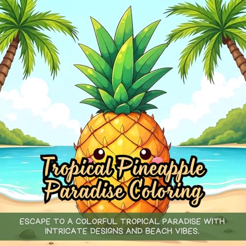 Tropical Pineapple Paradise Coloring: Escape to a colorful tropical paradise with intricate designs and beach vibes. Tropical Pineapple Paradise Coloring: Escape to a colorful tropical paradise with intricate designs and beach vibes. von Independently published
