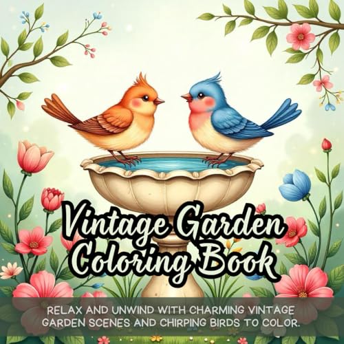Vintage Garden Coloring Book: vintage garden coloring book with bird baths, floral garden corner coloring book for adults, chirping birds and flowers ... vintage garden art and nature coloring book Vintage Garden Coloring Book: vintage garden coloring book with bird baths, floral garden corner coloring book for adults, chirping birds and flowers ... vintage garden art and nature coloring book von Independently published