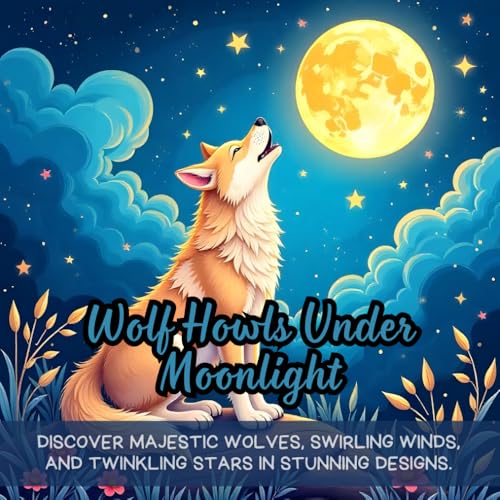 Wolf Howls Under Moonlight: Discover majestic wolves, swirling winds, and twinkling stars in stunning designs. Wolf Howls Under Moonlight: Discover majestic wolves, swirling winds, and twinkling stars in stunning designs. von Independently published