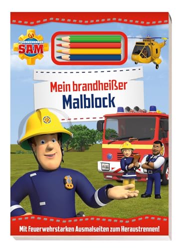 Feuerwehrmann Sam: Mein brandheißer Malblock: Block mit 4 Farbstiften