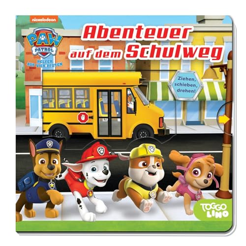 PAW Patrol: Abenteuer auf dem Schulweg: Pappbilderbuch mit Schiebern und Drehscheibe