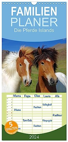 Familienplaner 2024 - Die Pferde Islands mit 5 Spalten (Wandkalender, 21 cm x 45 cm) CALVENDO