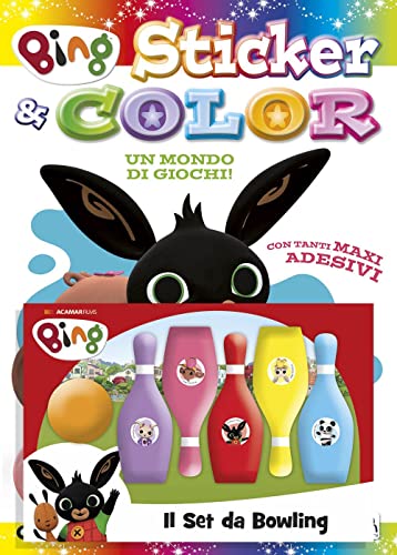 Bing. Un mondo di giochi. Bing. Sticker & color. Ediz. a colori. Con set da bowling von Pon Pon Edizioni
