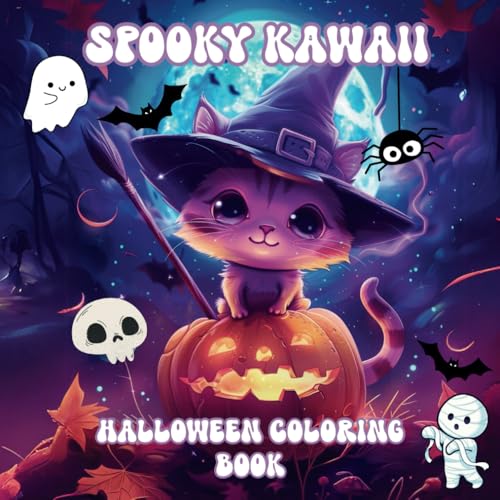Spooky Kawaii Halloween Coloring Book: Creepy Cute Bold and Easy Coloring Book for Adults and Teens Featuring Adorable Creepy Spooky Creatures in Cozy Hygge Pastel Goth Scenes - 50 coloring pages
