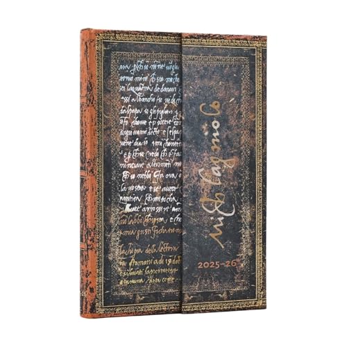 2026 Michelangelo Handwriting (Embellished Manuscripts Collection) Mini 18-month Horizontal Hardcover Flexi Dayplanner 2025-2026 (Wrap Closure): Kalendarz 18-miesięczny von Paperblanks