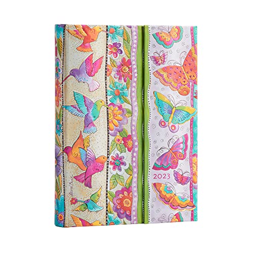 Hummingbirds & Flutterbyes (Playful Creations) Midi Day-at-a-Time Planner 2023: Hardcover, 80 gsm, Day to a Page Layout, elastic closure (Laurel Burch Collection) von Paperblanks