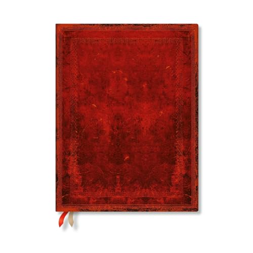 Red Moroccan Bold (Old Leather Collection) Ultra 12-month Business Planner Softcover Flexi Dayplanner 2025 (Elastic Band Closure): tydzień na dwóch stronach, zamykany na gumkę, papier 80 gsm