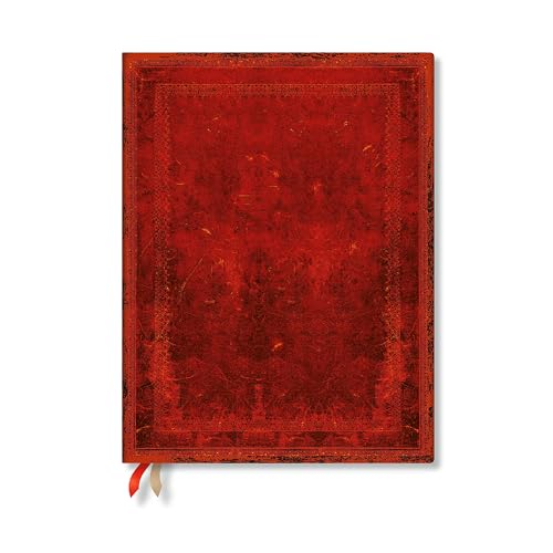 Red Moroccan Bold (Old Leather Collection) Ultra 12-month Business Planner Softcover Flexi Dayplanner 2025 (Elastic Band Closure): tydzień na dwóch stronach, zamykany na gumkę, papier 80 gsm