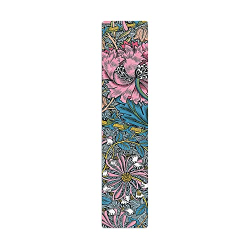 William Morris, Morris Pink Honeysuckle, Bookmark: Bookmark, double sided, textured, rounded edges