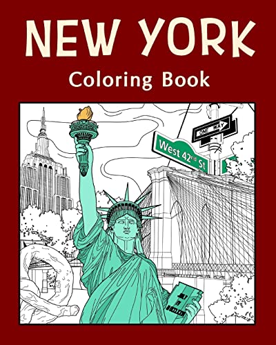 New York Coloring Book: Painting on USA States Landmarks and Iconic, Funny Stress Relief Pictures