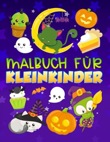 Malbuch für Kleinkinder: 30 niedliche Illustrationen über Halloween für 1- bis 3-Jährige von Gray & Gold Publishing