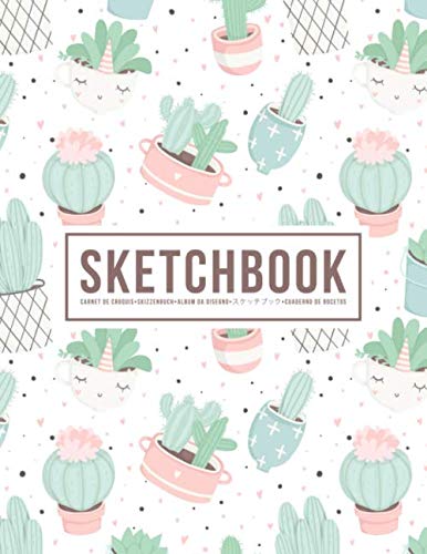 Sketchbook: Carnet de croquis | Skizzenbuch | Album da disegno | スケッチブック | Cuaderno de bocetos: 100 Blank Page Sketch Book for Drawing, Doodling & Writing: Cute Cactus on White 590-6