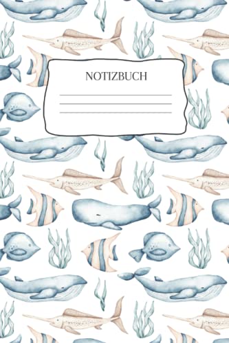 Notizbuch: Notizbuch Meerestiere, A5 (6'x9'), 120 linierte Seiten