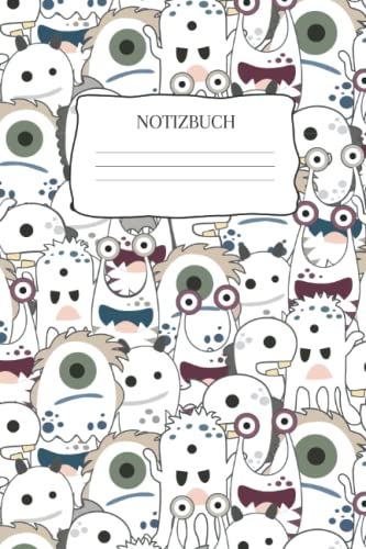 Notizbuch: Notizbuch Monster, A5 (6'x9'), 120 linierte Seiten