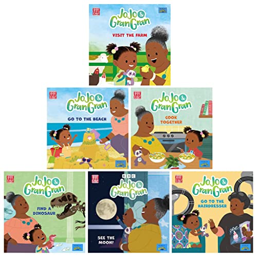 JoJo & Gran Gran Collection 6 Books Set (Visit the Farm, Go to the Beach, Cook Together, Find a Dinosaur, Go to the Hairdresser & See the Moon)