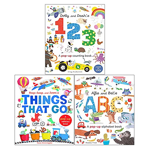 Little Learner's Pop-Up Collection 3 Books Collection Box Set by Little Tiger (Things That Go Pop-Up Vehicles Book, 123 Pop-Up Counting Book & ABC Pop-Up Alphabet Book)