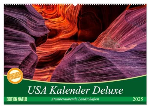 USA Kalender Deluxe (Wandkalender 2025 DIN A2 quer), CALVENDO Monatskalender: Fantastischer Landschaftskalender mit einer erlesenen Auswahl von ... atembraubenden Landschaften. (CALVENDO Natur) von CALVENDO