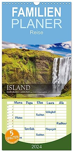 Familienplaner 2024 - Island - Spektakuläre Landschaft aus Feuer, Wasser und Eis mit 5 Spalten (Wandkalender, 21 cm x 45 cm) CALVENDO
