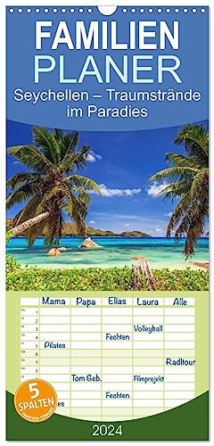 Familienplaner 2024 - Seychellen – Traumstrände im Paradies mit 5 Spalten (Wandkalender, 21 cm x 45 cm) CALVENDO