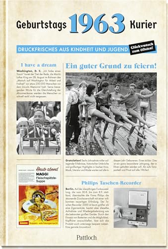 1963 - Geburtstagskurier: Druckfrisches aus Kindheit und Jugend | Originelle Geschenkidee zum 60. Geburtstag (Geschenke für runde Geburtstage 2023 und Jahrgangsbücher)