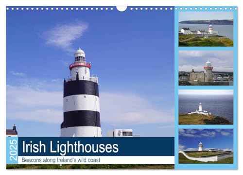 Irish Lighthouses - Beacons along Ireland's wild coast (Wall Calendar 2025 DIN A3 landscape), CALVENDO 12 Month Wall Calendar: Lighthouses around the green island of Ireland