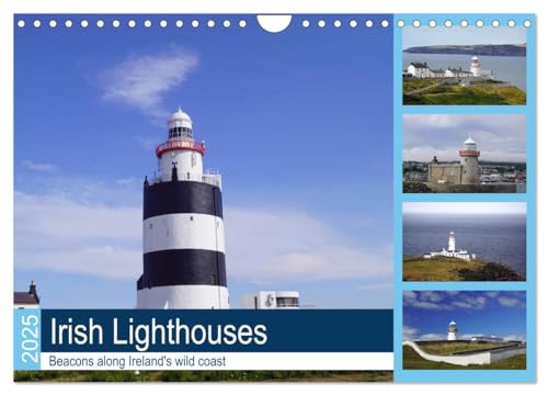 Irish Lighthouses - Beacons along Ireland's wild coast (Wandkalender 2025 DIN A4 quer), CALVENDO Monatskalender von CALVENDO