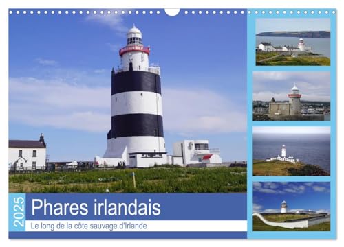 Phares irlandais Le long de la côte sauvage d'Irlande (Calendrier mural 2025 DIN A3 vertical), CALVENDO calendrier mensuel: Des phares autour de l'île verte.