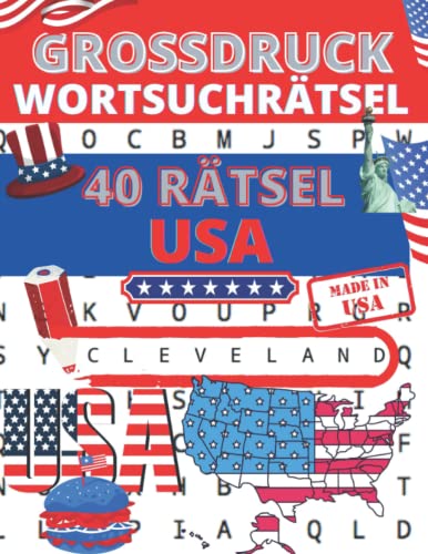 Wortsuchrätsel USA: Finden Sie die Städte und Dörfer der Vereinigten Staaten und haben Sie dabei Spaß für Erwachsene und Kinder | Großbuchstaben-Wortsuchbücher für Amerikaliebhaber