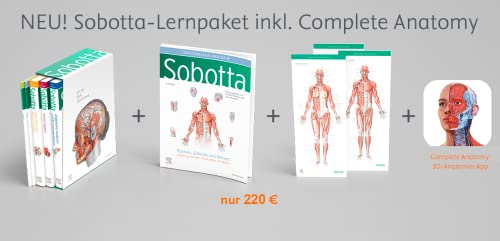 Sobotta Atlas der Anatomie, 3 Bände + Lerntabellen + Poster Collection im Schuber und 6-monatiger Zugang zur Complete Anatomy-App: Allgemeine Anatomie ... (Bd. 2), Kopf, Hals und Neuroanatomie (Bd. 3) von Urban & Fischer