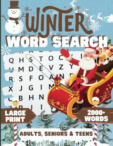2000+ Words, Winter Word Search For Adults Large Print, Word Search For Adults, Mindfulness puzzle for adults and seniors: Fun and Relaxing Themed Puzzles With Solutions, positive word puzzle