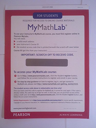 MyLab Math -- Glue-in Access Card