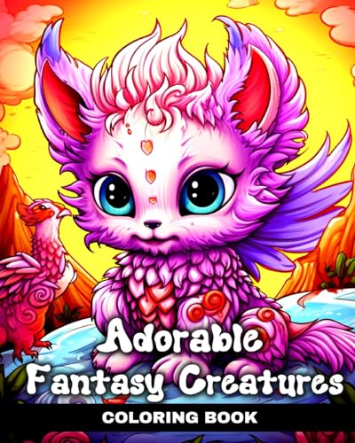 Adorable Fantasy Creatures Coloring Book: Cute Kawaii Coloring Pages with Baby Mythical Creatures von Blurb
