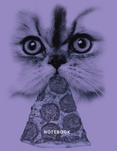 Notebook: Pizza Kitty Cat Notebook (Lavender) 120 Pages Lined - (Funny Cat Composition Book Journal Diary) (8.5 x 11 Large)