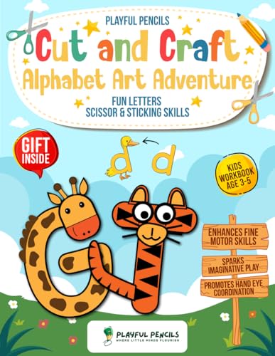 Playful Pencils Cut and Craft Alphabet Art Adventure: Fun Letters, Scissor & Sticking Skills. Kids Workbook Age 3-5 von Nielsen UK ISBN Store
