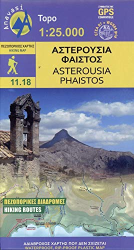 Wanderkarte Asterousia, Phaistos: Hiking Routes. Waterproof, rip-proof plastic map. GPS compatible. GGRS 87 + WGS 84 grid