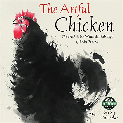 The Artful Chicken 2024 Calendar: Brush & Ink Watercolor Paintings