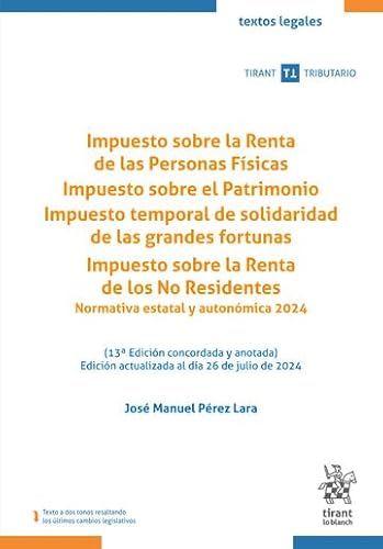 Impuesto sobre la Renta de las Personas Físicas. Impuesto sobre el Patrimonio. Impuesto temporal de solidaridad (Textos legales Tirant Tributario, Band 1) von Editorial Tirant lo Blanch
