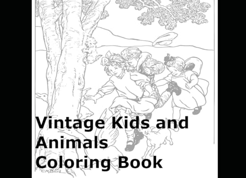 Vintage Kids and Animals Coloring Book