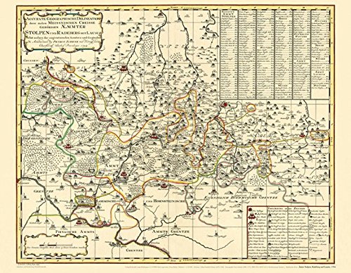 Historische Karte: Ämter Stolpen, Radeberg und Lausitz, 1754 (Plano): KURFÜRSTENTUM SACHSEN | MEISSNISCHER KREIS. von Rockstuhl, H