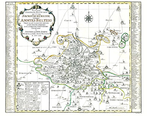 Historische Karte: Amt BELZIG, 1758 [gerollt]: KURFÜRSTENTUM SACHSEN | KURKREIS. von Verlag Rockstuhl