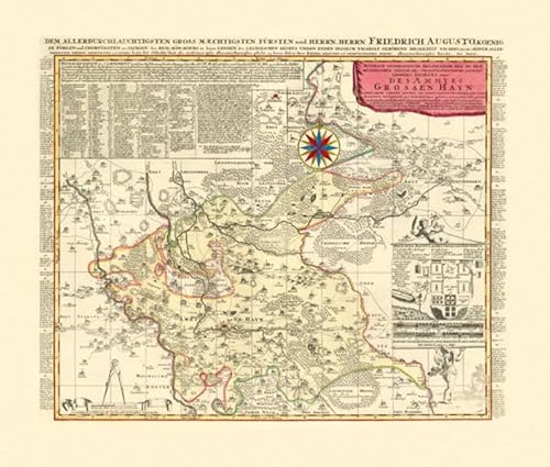 Historische Karte: Amt Großenhain 1730 (Plano): Kurfürstentum Sachsen | Meißnischer Kreis