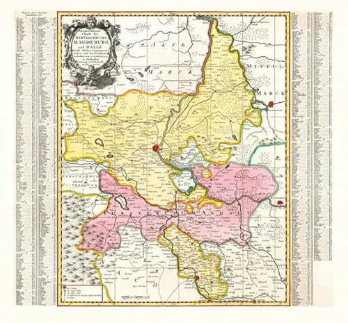 Historische Karte: Herzogtum Magdeburg mit Halle und Fürstentum Anhalt, um 1750: KURFÜRSTENTUM SACHSEN mit Amt Gommern und Grafschaft Barby von Rockstuhl Verlag