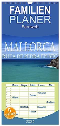 Familienplaner 2024 - Mallorca- Ruta Pedra en Sec mit 5 Spalten (Wandkalender, 21 cm x 45 cm) CALVENDO