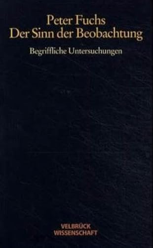 Der Sinn der Beobachtung: Begriffliche Untersuchungen