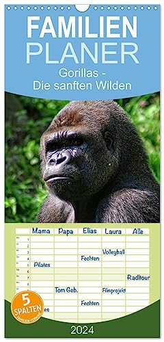Familienplaner 2024 - Gorillas - Die sanften Wilden mit 5 Spalten (Wandkalender, 21 cm x 45 cm) CALVENDO