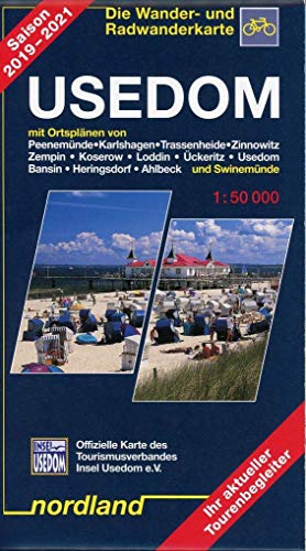 Usedom: mit Ortsplänen von Peenemünde, Karlshagen, Trassenheide, Zinnowitz, Zempin, Koserow, Loddin, Ückeritz, Usedom, Bansin, Heringsdorf, Ahlbeck ... und Radwanderkarte (Deutsche Ostseeküste)